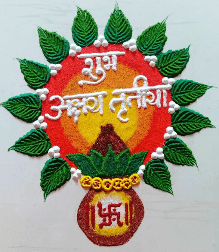 Comely Akshaya Tritya Kolam Rangoli