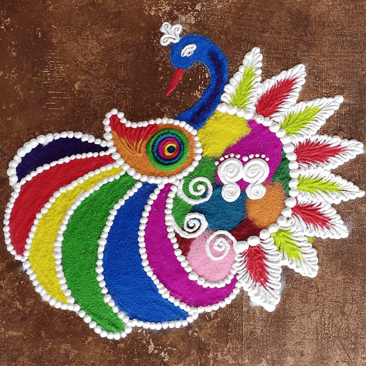 Alluring Beautiful Peacock Rangoli