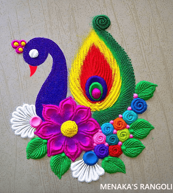 Beauteous Beautiful Peacock Rangoli