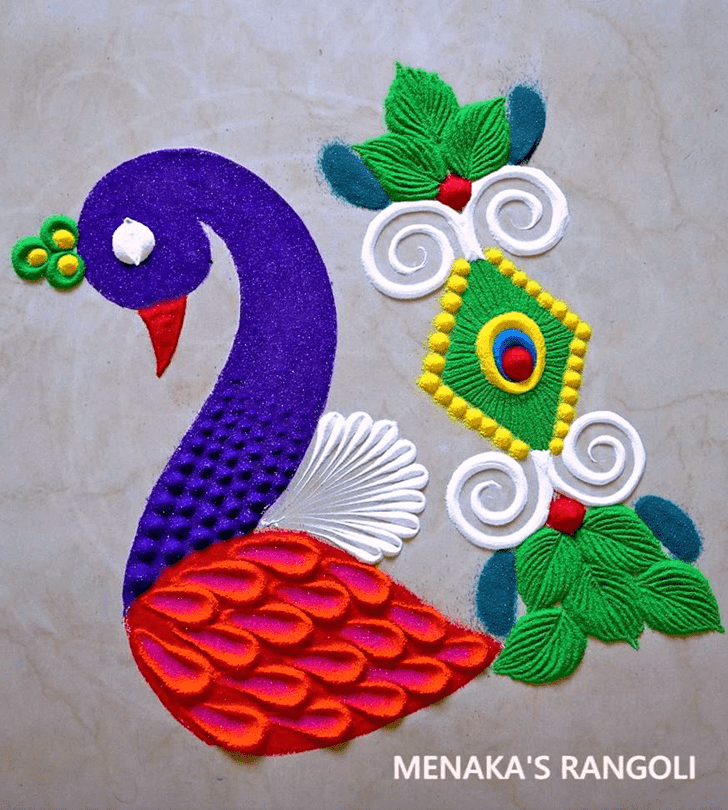 Classy Beautiful Peacock Rangoli