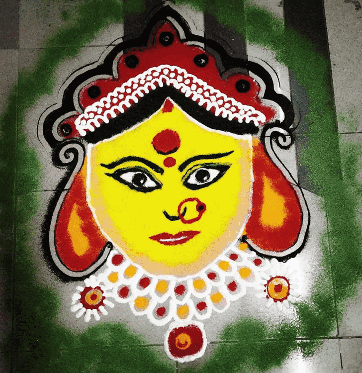 Admirable Durga Ashtami Rangoli Design