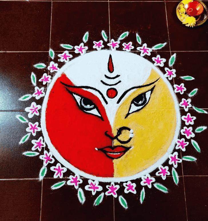 Wonderful Durga Ashtami Rangoli Design