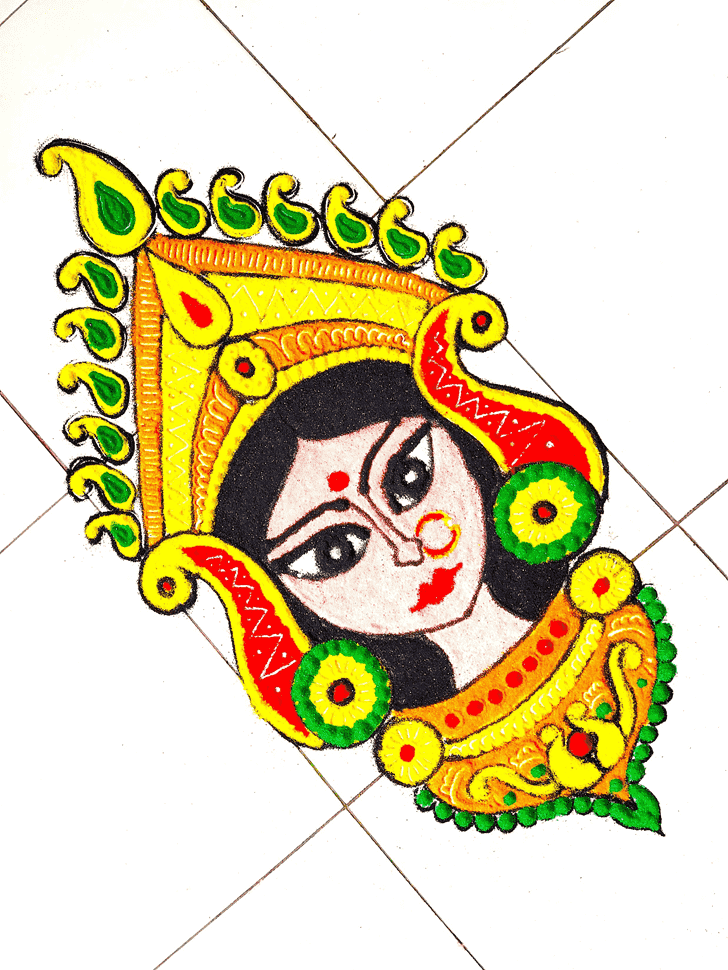 Alluring Durga Rangoli