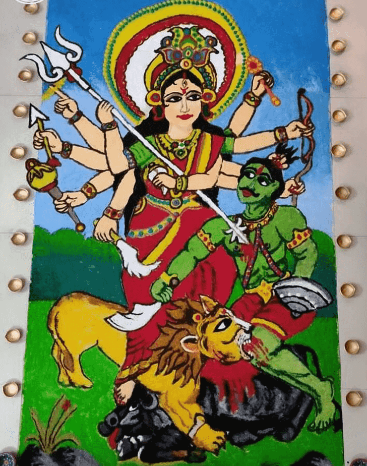 Fetching Durga Rangoli