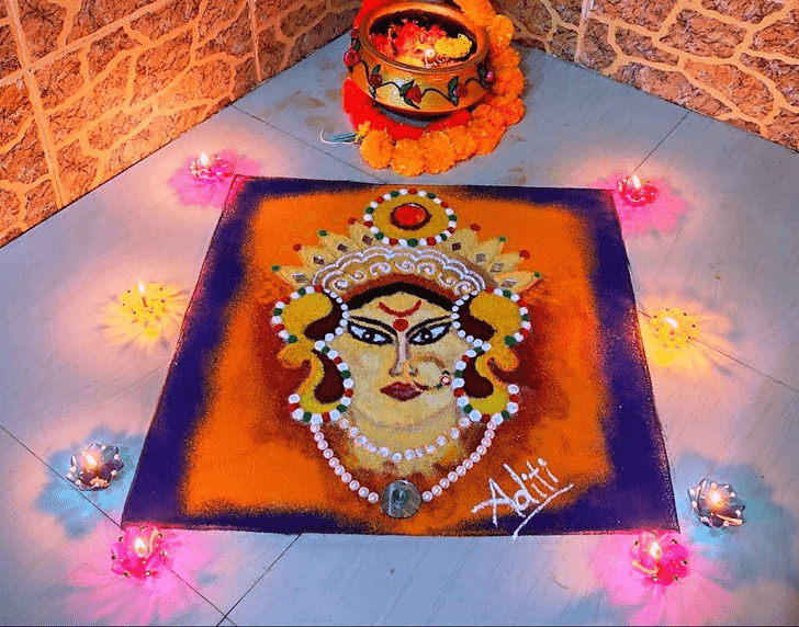 Fine Durga Rangoli