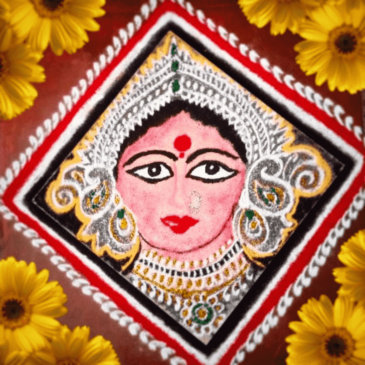 Graceful Durga Rangoli