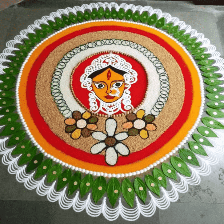 Wonderful Durga Rangoli Design