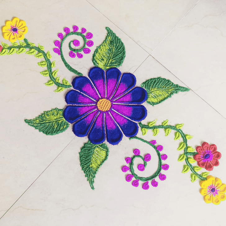 Rangoli with Flowers Coloring Pages For Kids - Get Coloring Pages