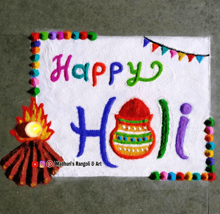 Delightful Happy Holi Rangoli