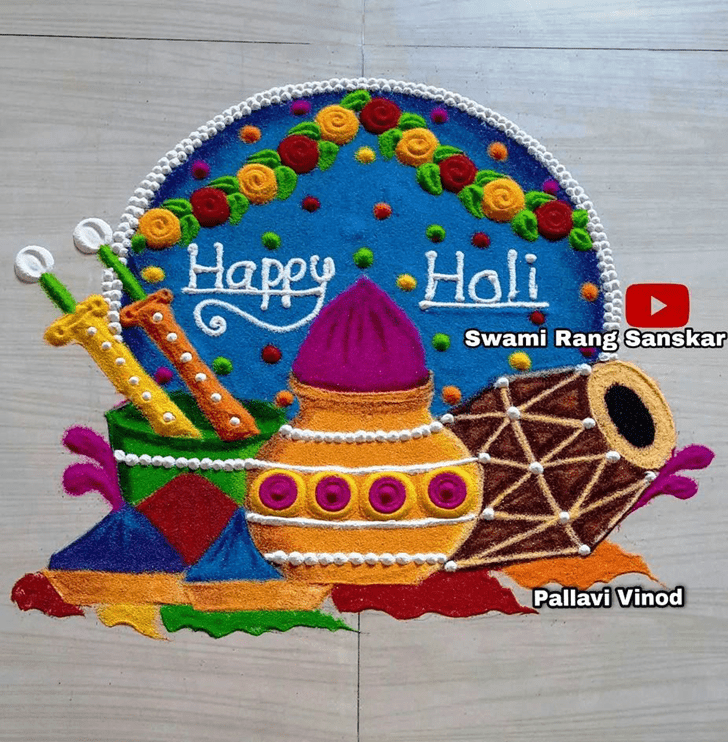 Refined Happy Holi Rangoli