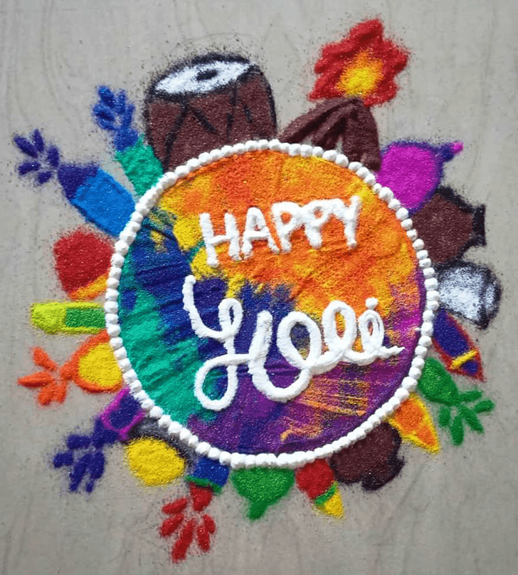 Wonderful Happy Holi Rangoli Design