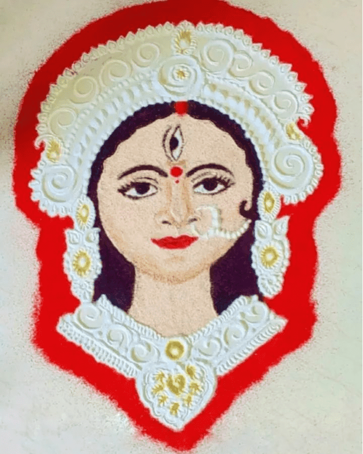 Admirable Maa Durga Rangoli Design