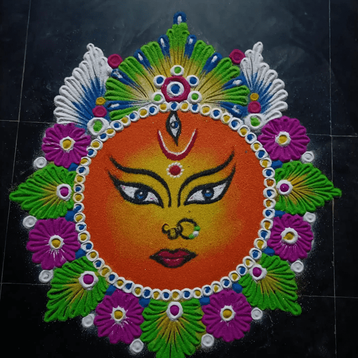 Alluring Maa Durga Rangoli