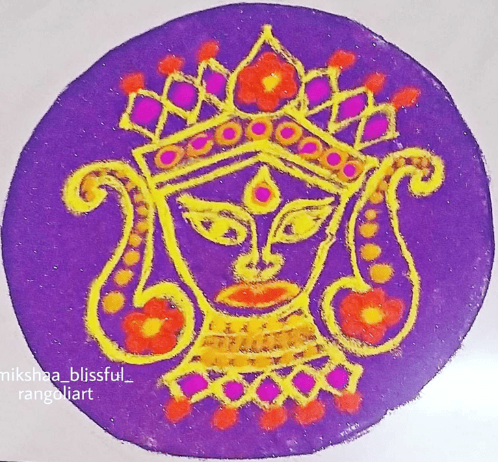Delightful Maa Durga Rangoli