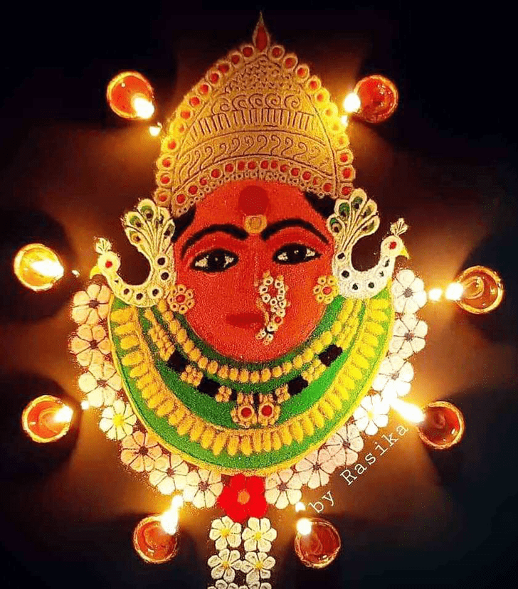 Exquisite Maa Durga Rangoli