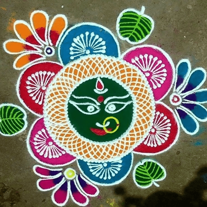 Gorgeous Maa Durga Rangoli