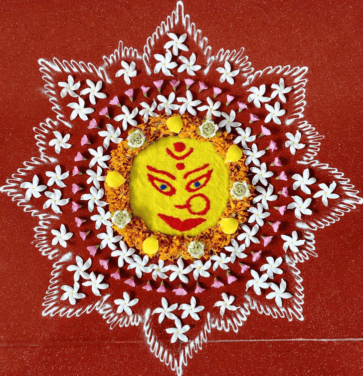 Graceful Maa Durga Rangoli