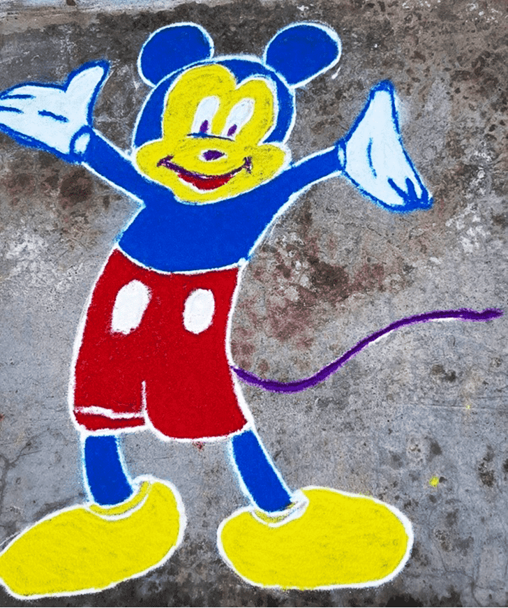 Admirable Mickey Mouse Rangoli Design