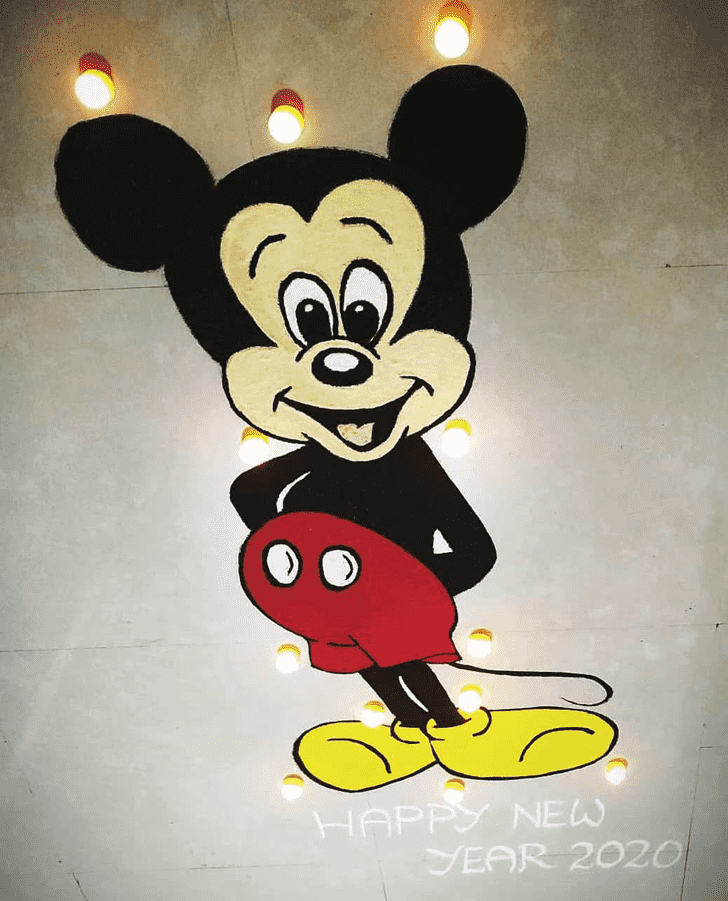 Hard Mickey Mouse Rangoli