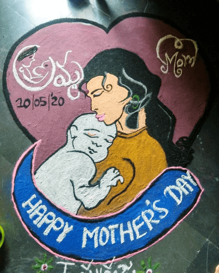 Wonderful Mother's Day Rangoli Design