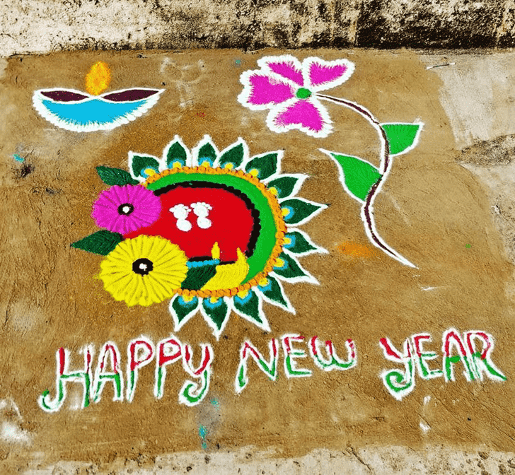 Delicate New Year Rangoli