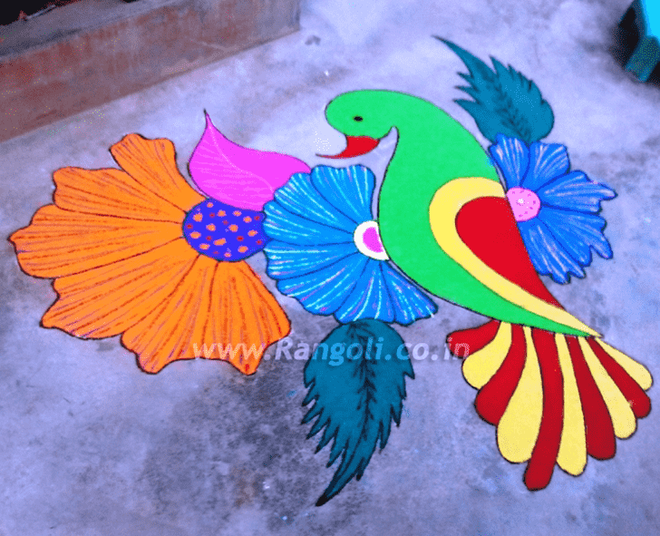 Admirable Parrot Rangoli Design