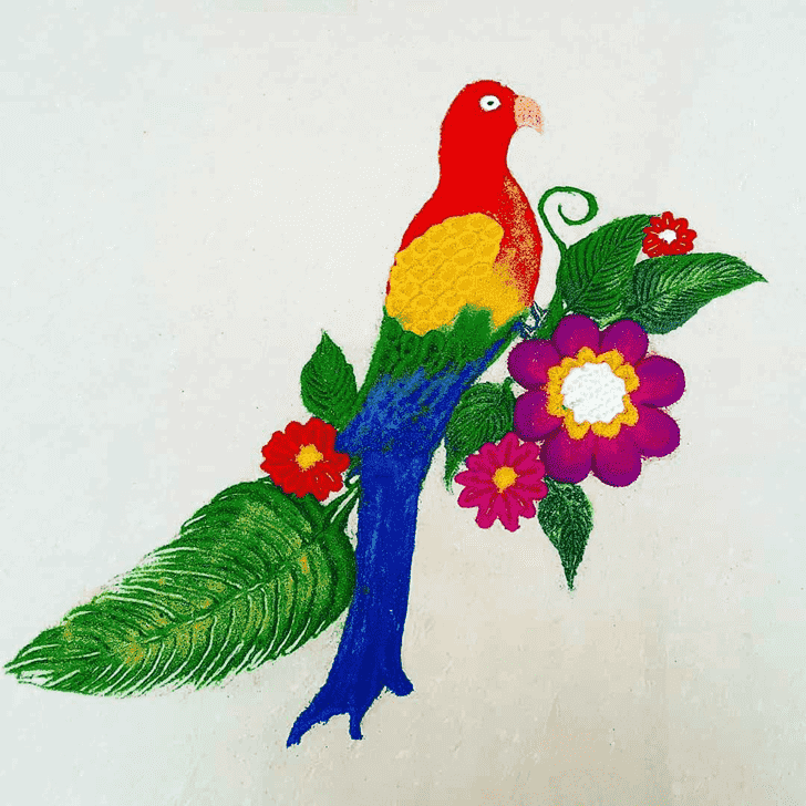 Dazzling Parrot Rangoli