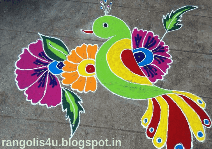 Delightful Parrot Rangoli