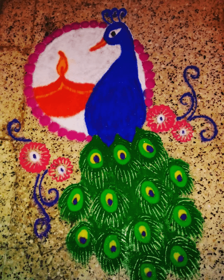 Bewitching Peacock Rangoli