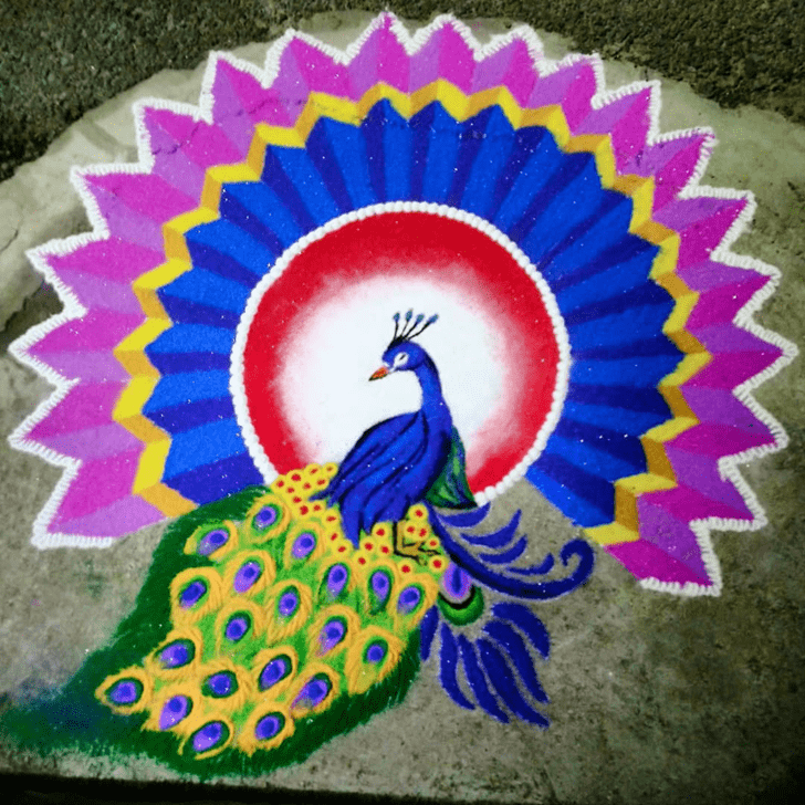 Delightful Peacock Rangoli