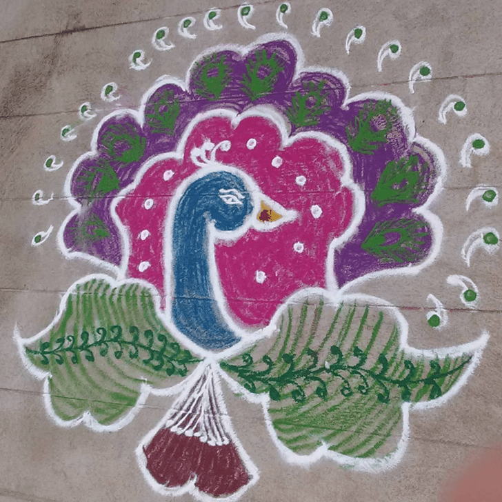 Enticing Peacock Rangoli