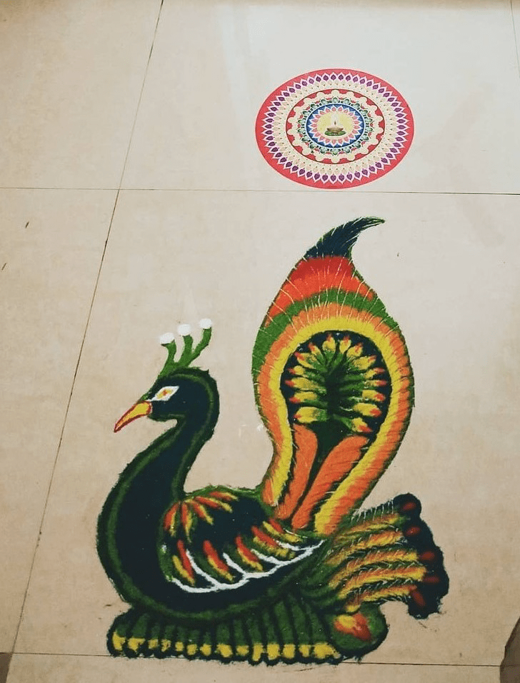 Inviting Peacock Rangoli