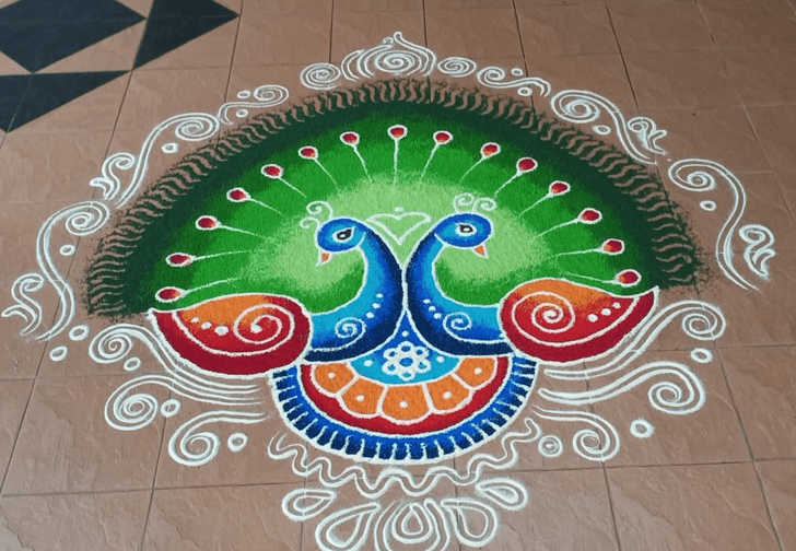 Nice Peacock Rangoli