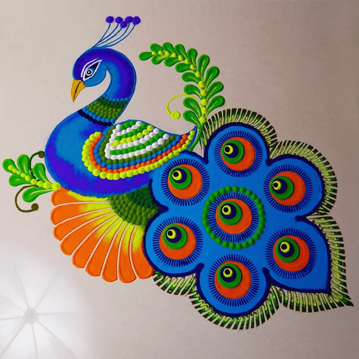 Radiant Peacock Rangoli