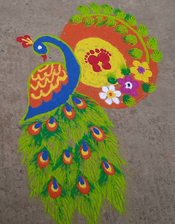 Slightly Peacock Rangoli