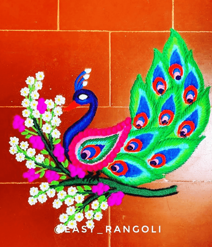 Delightful Peafowl Rangoli