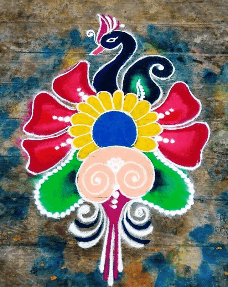 Lovely Peafowl Rangoli Design
