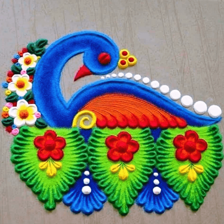 Bewitching Peahens Rangoli