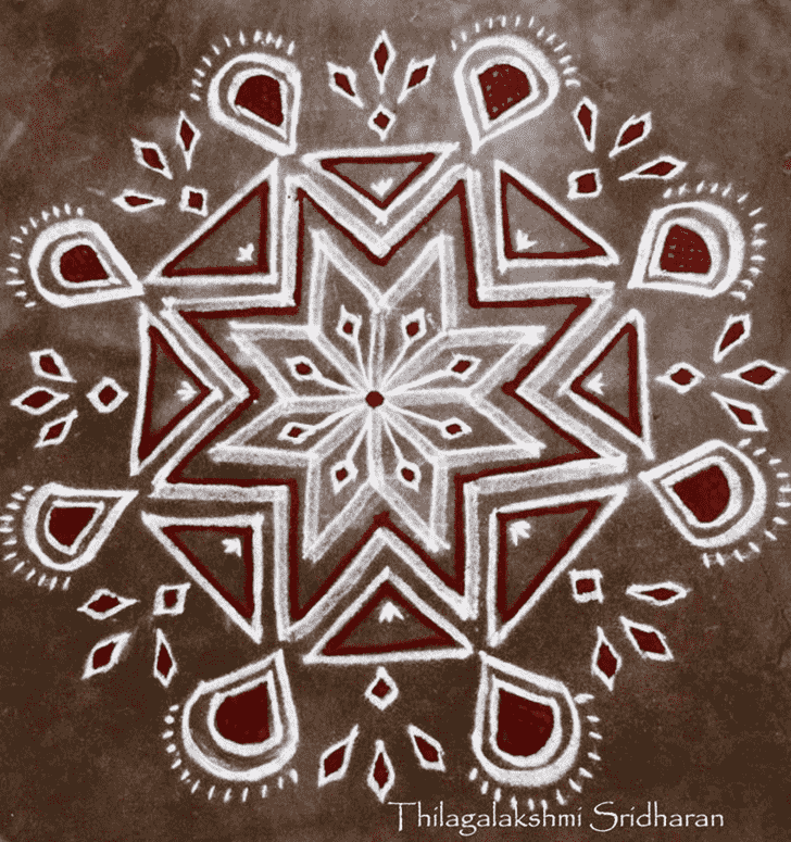 Alluring Red and White Rangoli