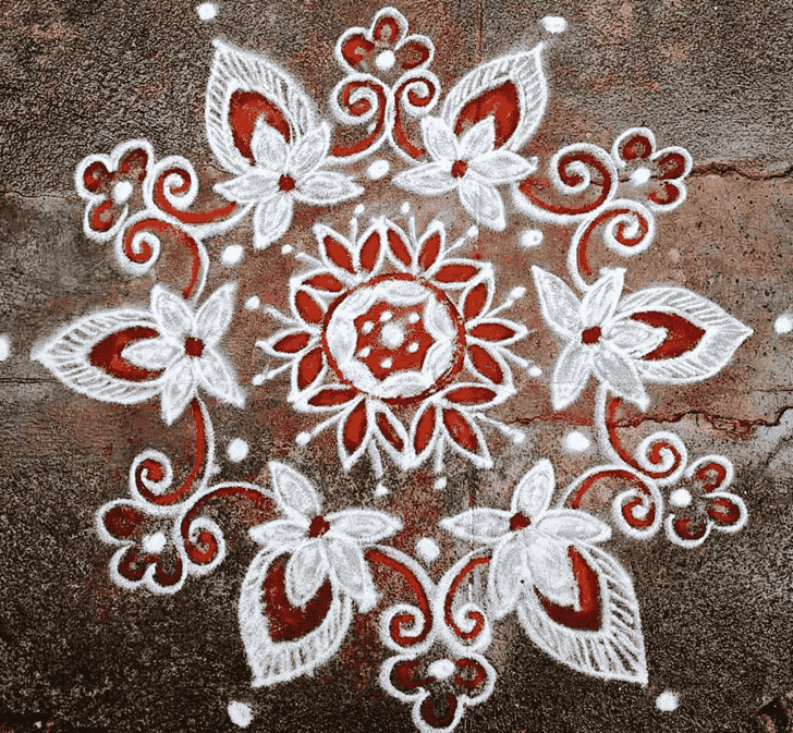 Charming Red and White Rangoli