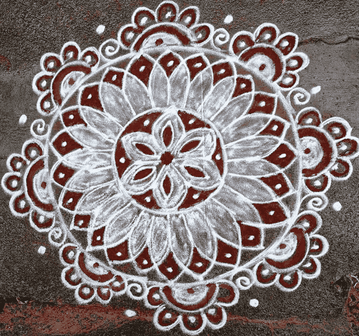 Comely Red and White Rangoli