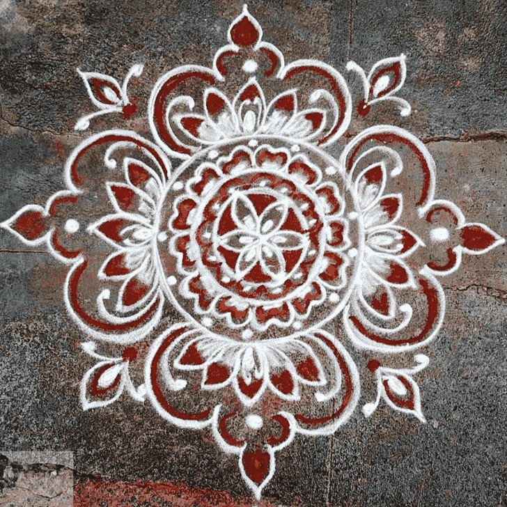 Enticing Red and White Rangoli