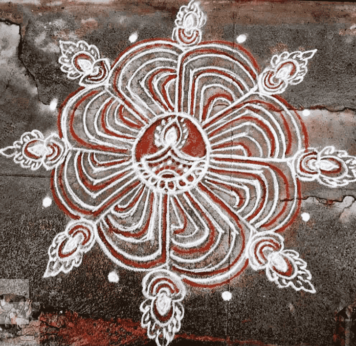 Fascinating Red and White Rangoli