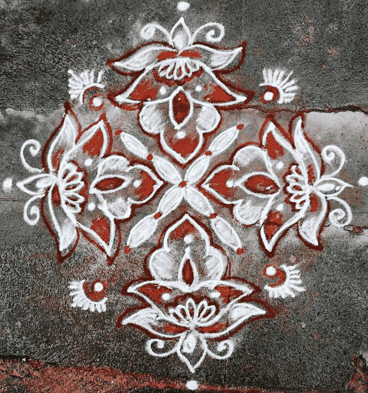 Fetching Red and White Rangoli