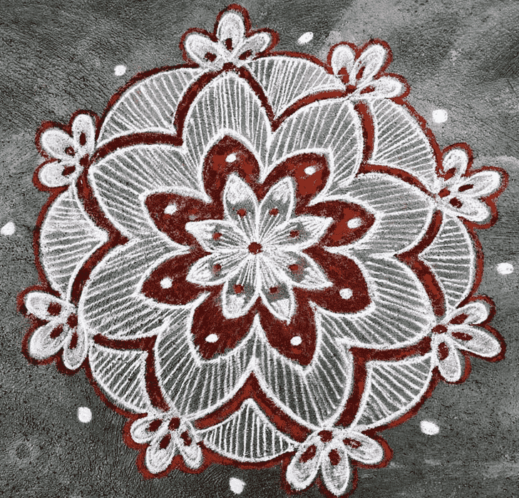 Awesome Red and White Rangoli