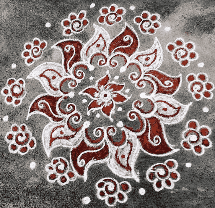 Ideal Red and White Rangoli