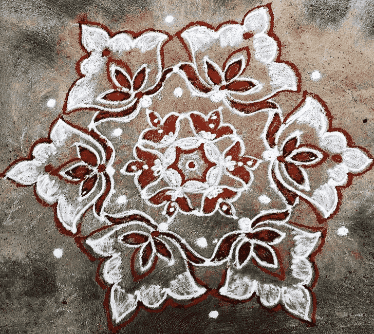 Magnetic Red and White Rangoli