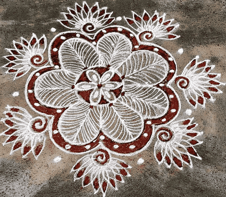 Magnificent Red and White Rangoli