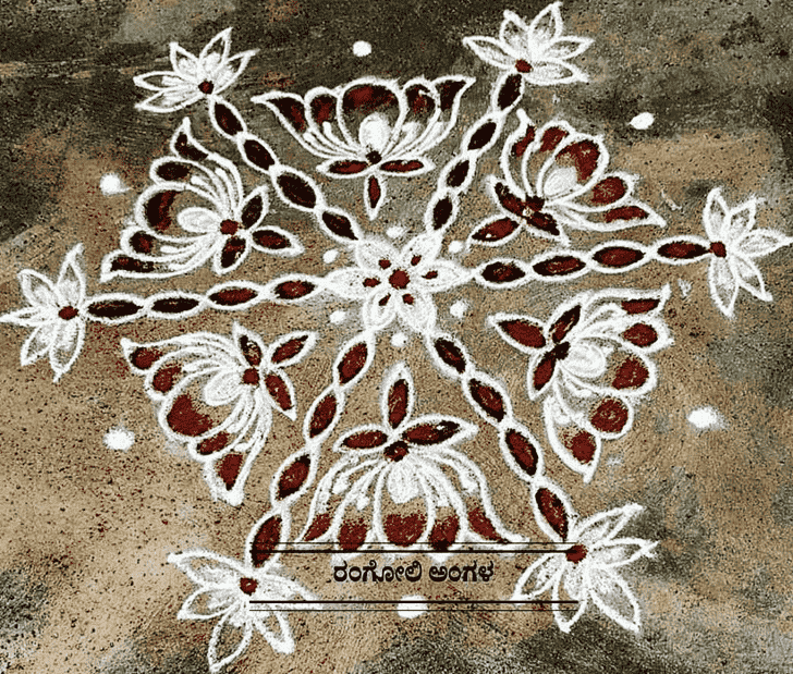 Shapely Red and White Rangoli