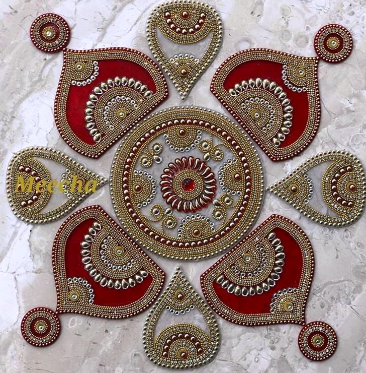 Excellent Red Rangoli